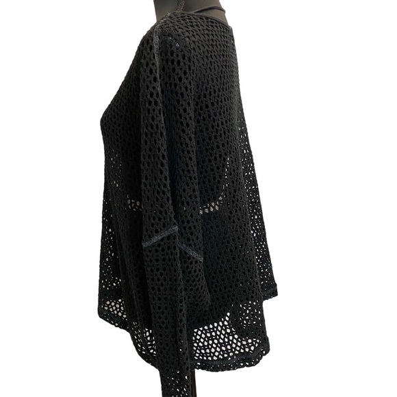 We the Free Sweater Womens XS Black Dolman Sleeves Open Crochet - Picture 3 of 7